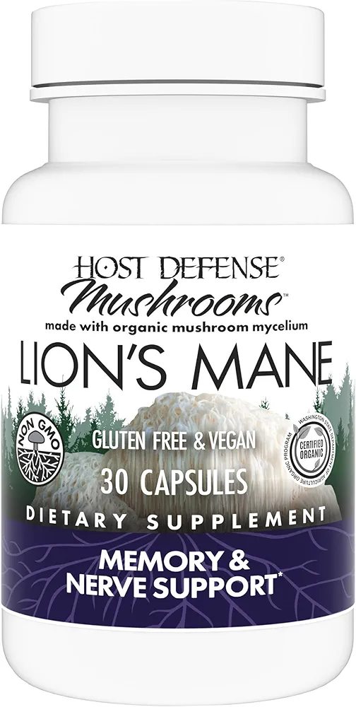 Host Defense Lion's Mane | Brain Health, Focus & Memory Support | 30 Capsules