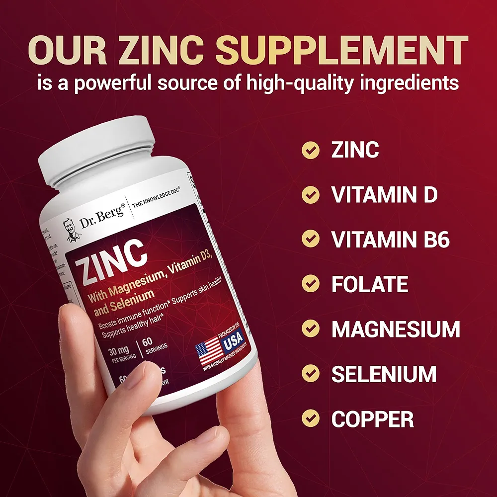 Dr. Berg Zinc | 30mg Chelated Zinc + Magnesium, D3 & More | Immune Support | 60 Capsules - Image 6