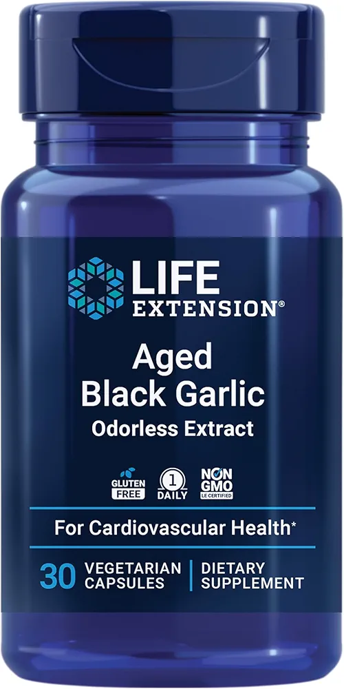 Life Extension Aged Black Garlic | Heart, Blood Pressure & Cholesterol Support | 30 Capsules