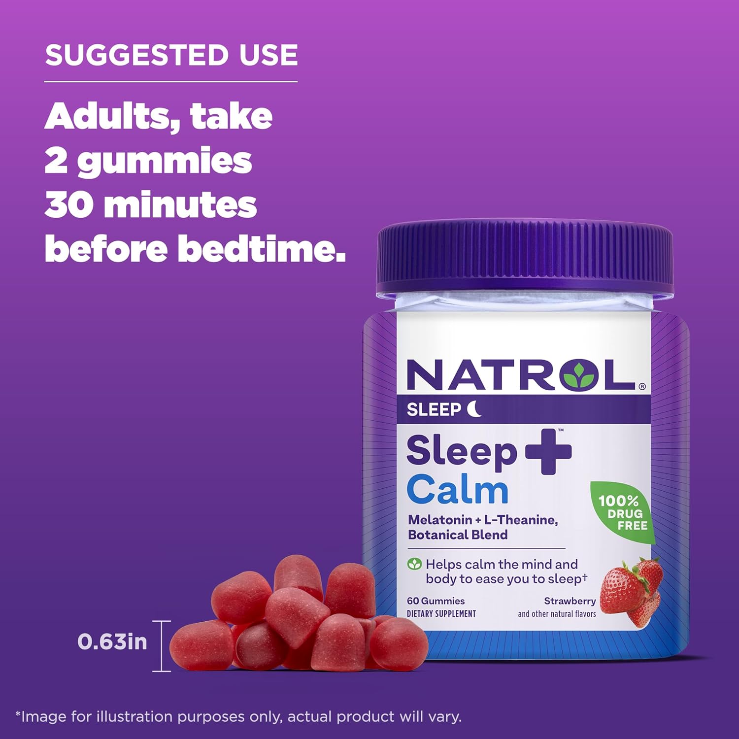 Natrol Sleep+ Calm Melatonin Gummies | Sleep Support & Relaxation | 60 Gummies - Image 7