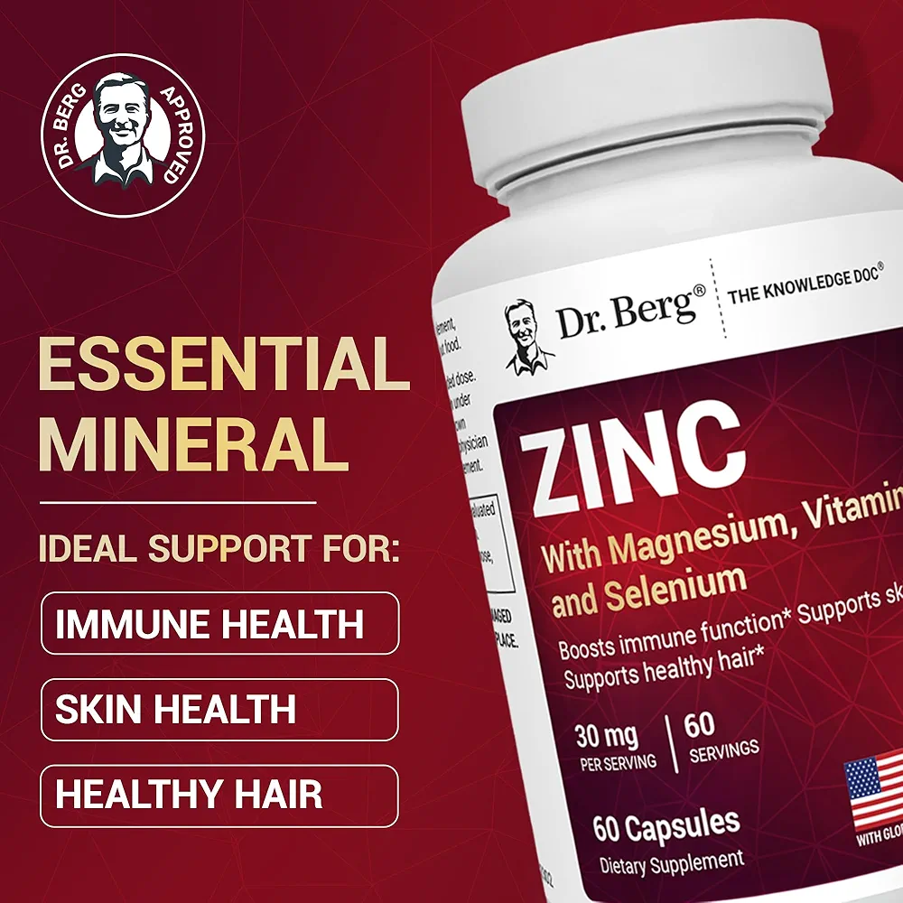 Dr. Berg Zinc | 30mg Chelated Zinc + Magnesium, D3 & More | Immune Support | 60 Capsules - Image 2