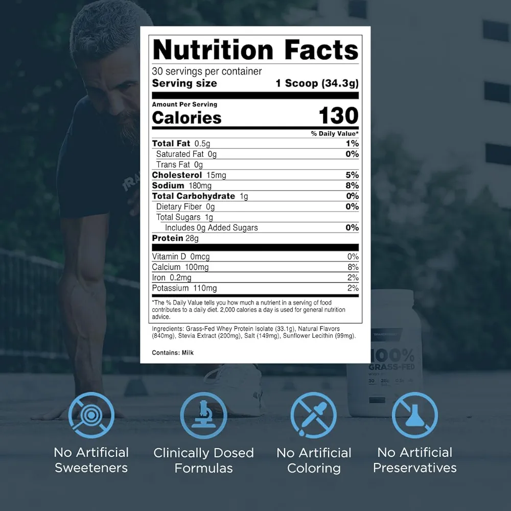 Transparent Labs Grass-Fed Whey Protein Isolate, French Vanilla | 28g Protein | 30 Serving - Image 3