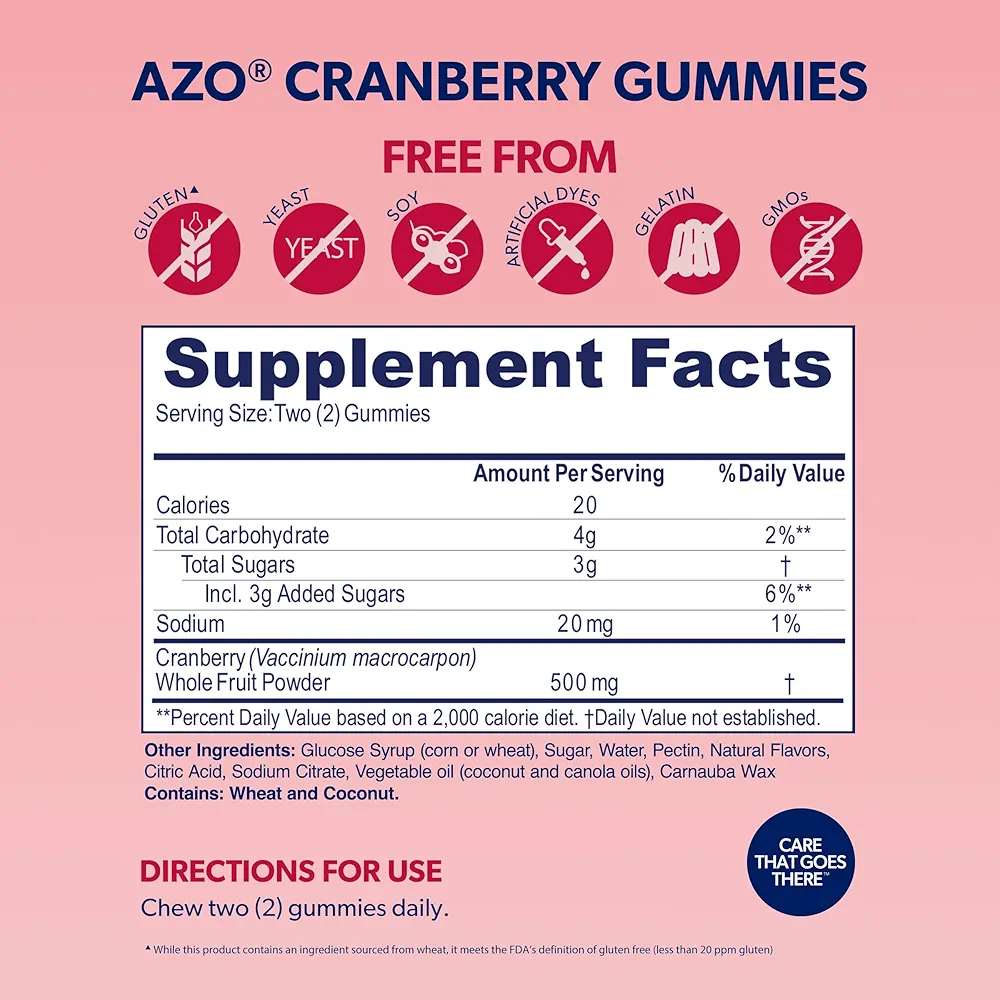 AZO Cranberry Gummies | Urinary Tract Health | 72 Gummies - Image 5