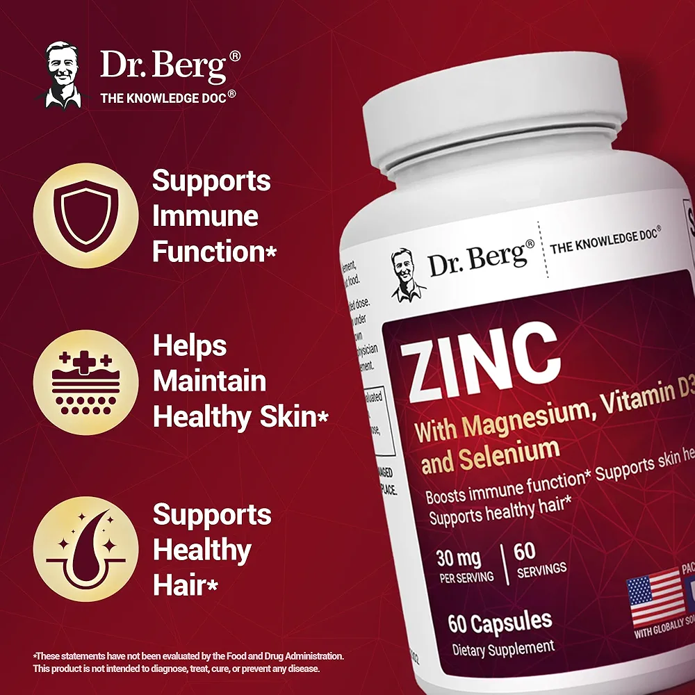 Dr. Berg Zinc | 30mg Chelated Zinc + Magnesium, D3 & More | Immune Support | 60 Capsules - Image 3