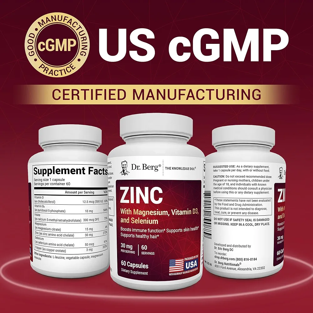 Dr. Berg Zinc | 30mg Chelated Zinc + Magnesium, D3 & More | Immune Support | 60 Capsules - Image 5
