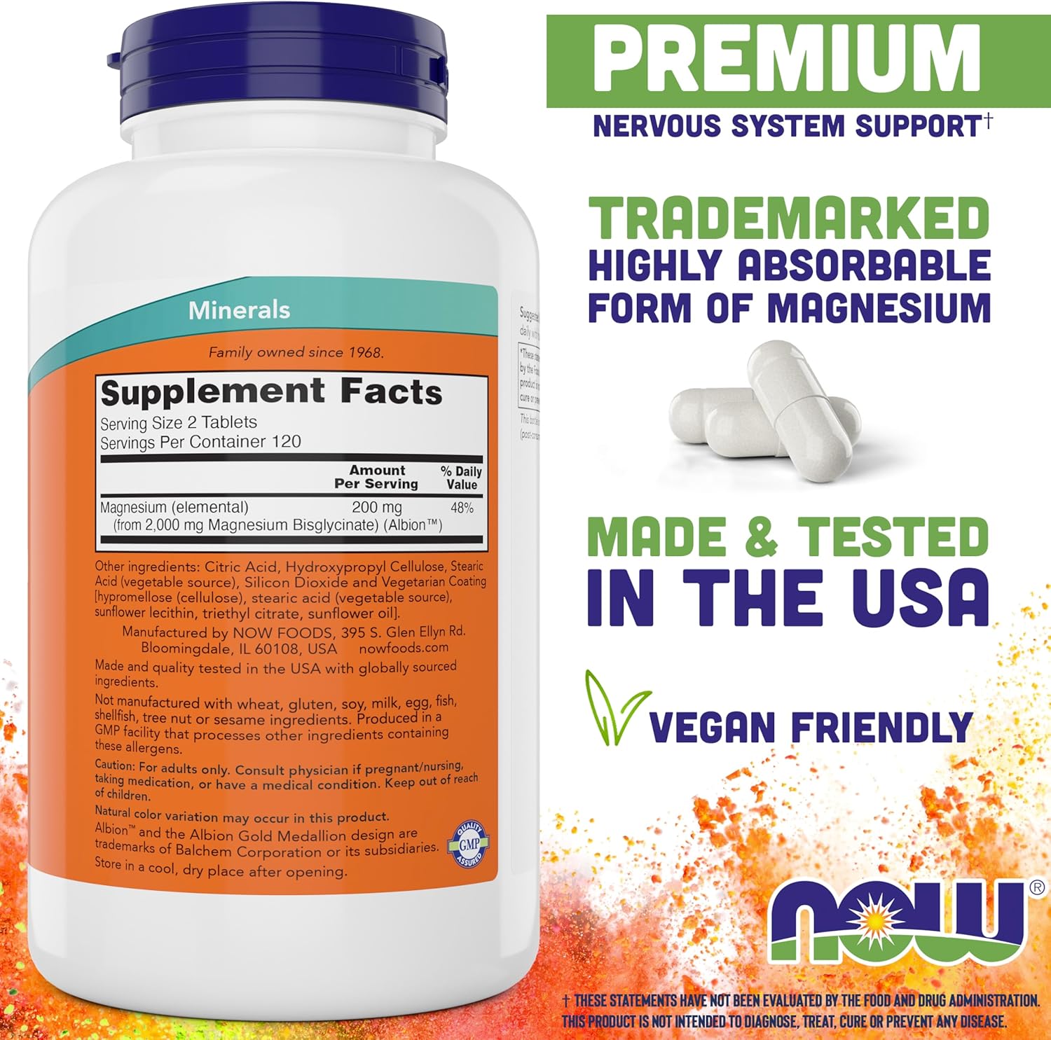 NOW Foods Magnesium Glycinate | Supports Muscle & Nerve Function | 240 Capsules - Image 3