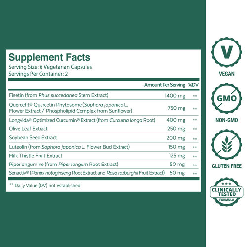 Qualia Senolytic | 2-Day Cellular Rejuvenation Regimen | 12 CAPS - Image 2