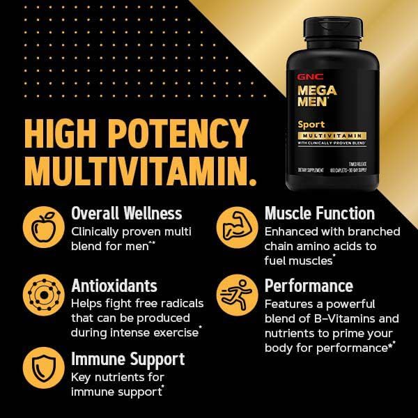 GNC Mega Men Sport | Multivitamin for Performance & Muscle Function | 90 Capsules - Image 8