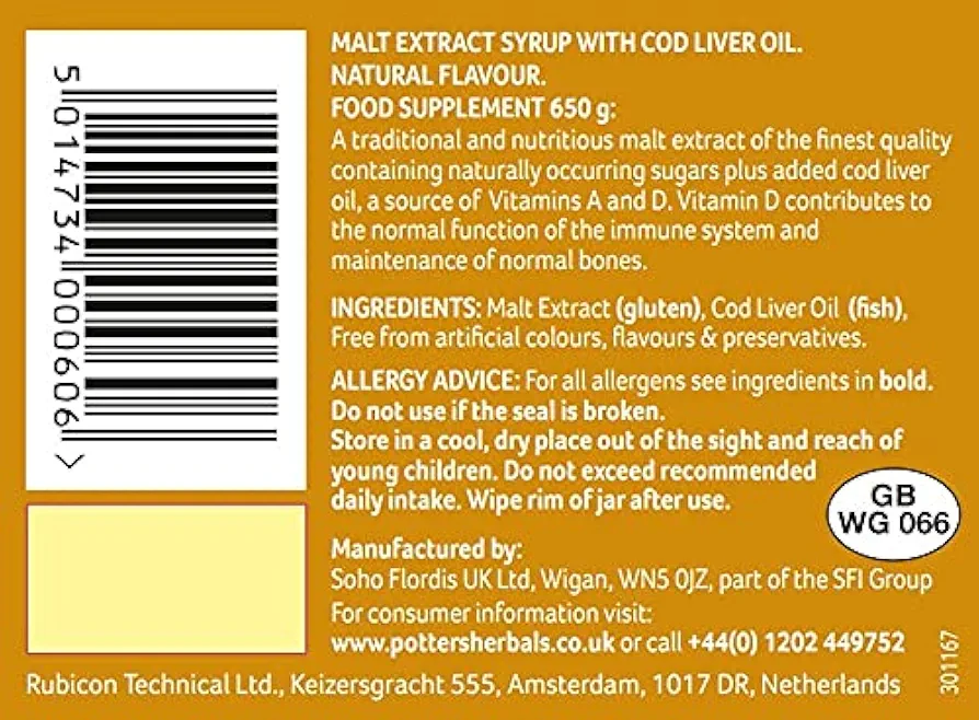 Potter's Malt Extract & Cod Liver Oil | 650g Herbal Supplement - Image 4
