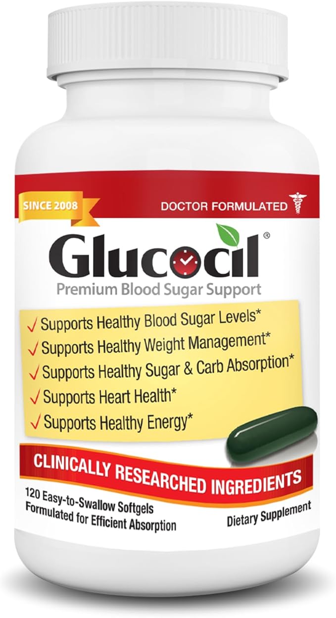 Doctor Formulated Glucocil Softgels – Premium Blood Sugar Support with Berberine & Mulberry Leaf (120 Softgels)
