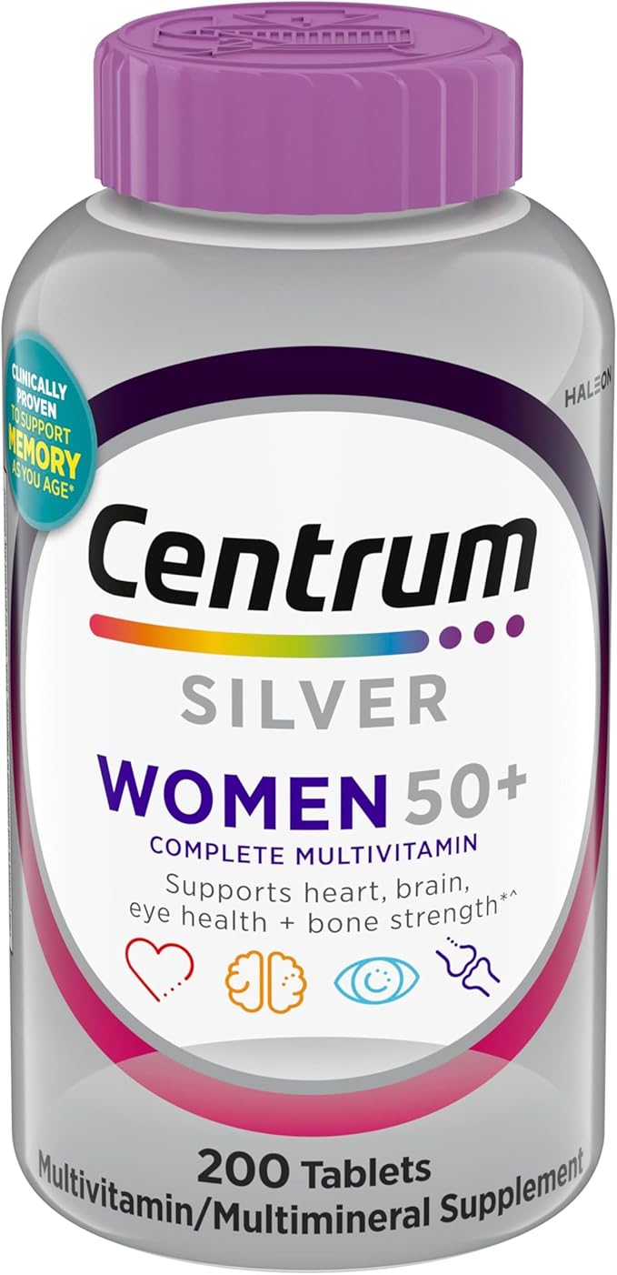 Centrum Silver Women's Multivitamin for Women 50 Plus, Multivitamin/Multimineral Supplement | 200 Tablets