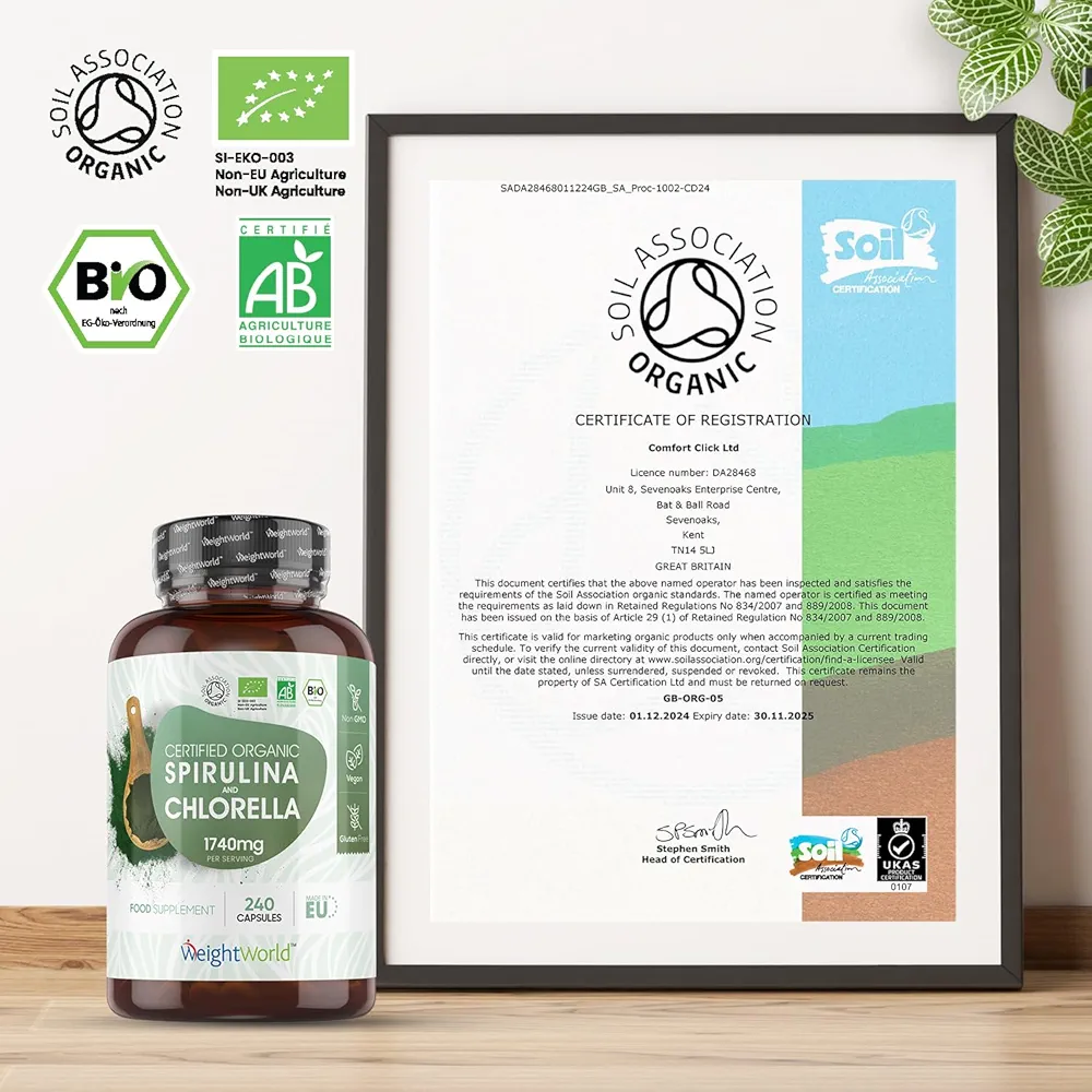 Organic Spirulina & Chlorella Capsules | High Strength | 240 Vegan Caps - Image 4