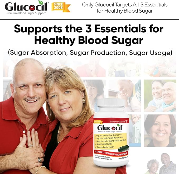 Doctor Formulated Glucocil Softgels – Premium Blood Sugar Support with Berberine & Mulberry Leaf (120 Softgels)