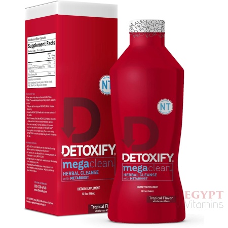 Detoxify – Mega Clean NT Herbal Cleanse – Tropical – 32 oz – Professionally Formulated Herbal Detox Drink – Enhanced with MetaBoost Eliminating Need for PreCleanse – Plus Sticker