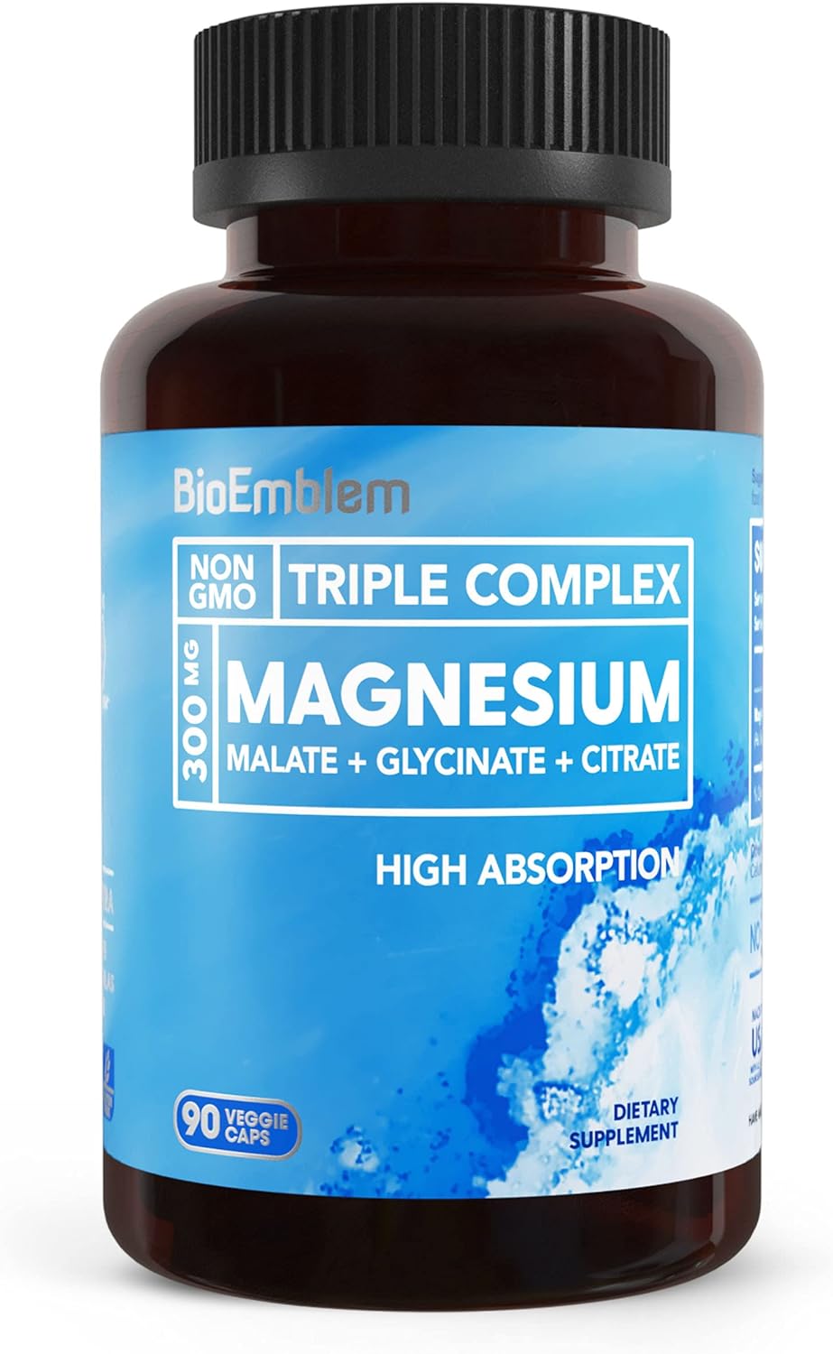 BioEmblem Triple Magnesium Complex | High Absorption, Vegan, Non-GMO | 90 Capsules