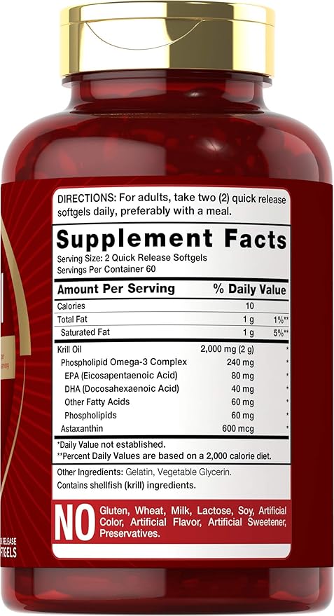Carlyle Antarctic Krill Oil 2000 mg ,Omega-3 EPA, DHA | 120 Softgels - Image 2