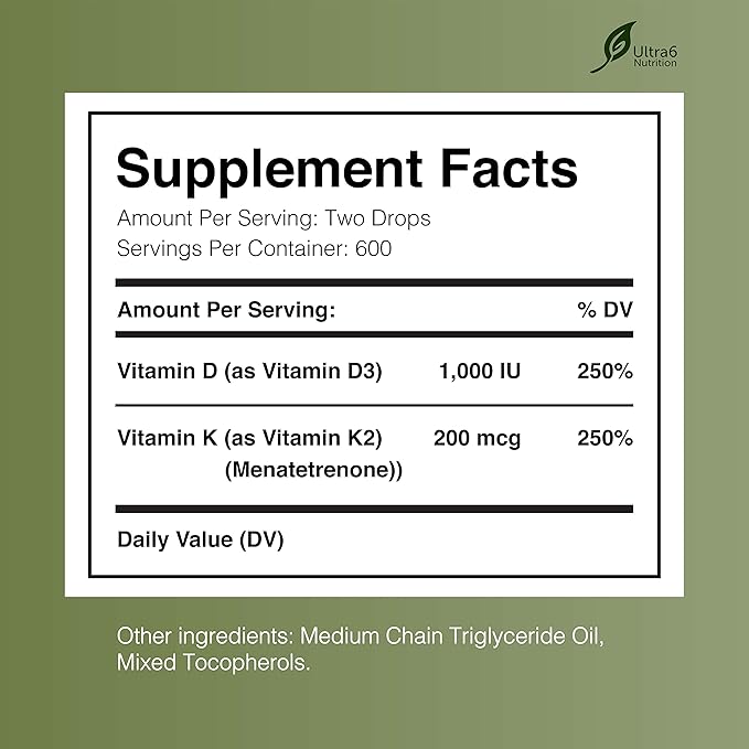 Ultra6 Vitamin D3 and K2 Drops | For Bone & Immune Support |30ml - Image 5