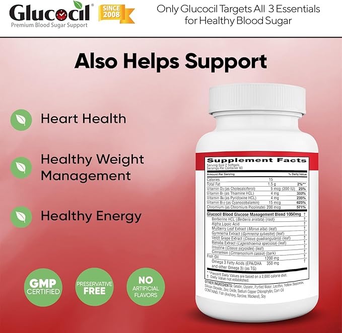 Doctor Formulated Glucocil Softgels – Premium Blood Sugar Support with Berberine & Mulberry Leaf (120 Softgels) - Image 5