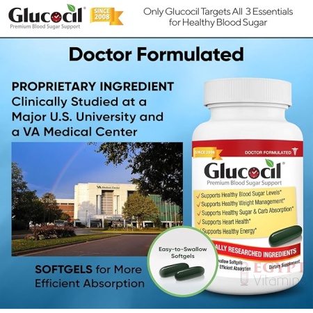 Doctor Formulated Glucocil Softgels – Premium Blood Sugar Support with Berberine & Mulberry Leaf (120 Softgels)