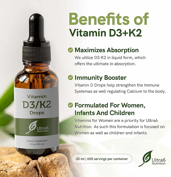 Ultra6 Vitamin D3 and K2 Drops | For Bone & Immune Support |30ml - Image 3