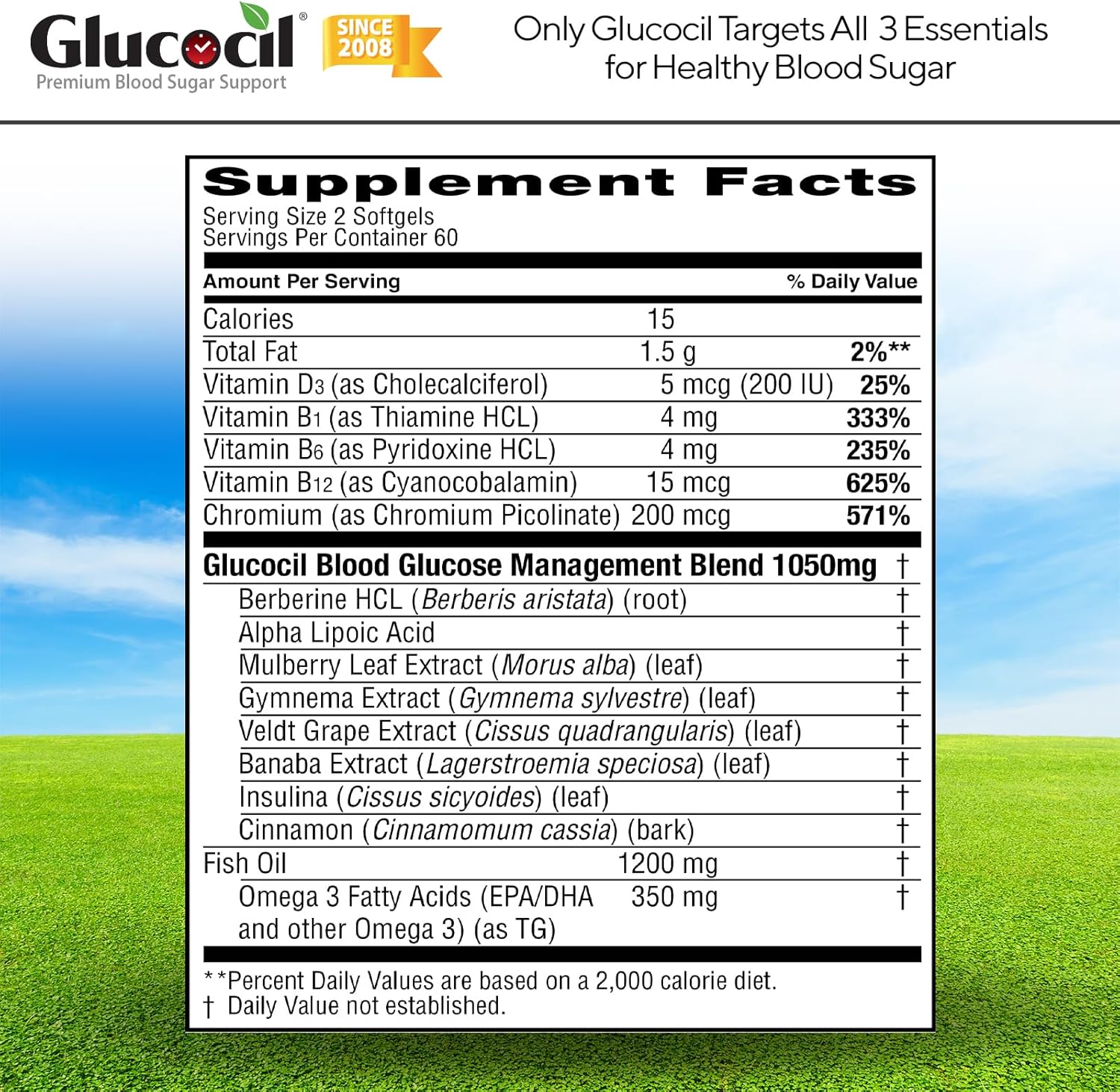 Doctor Formulated Glucocil Softgels – Premium Blood Sugar Support with Berberine & Mulberry Leaf (120 Softgels)