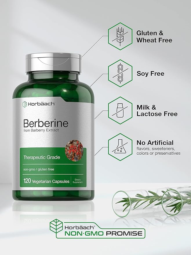 Horbaach Berberine Supplement | Berberine HCl from Barberry Extract |120 Capsules - Image 4