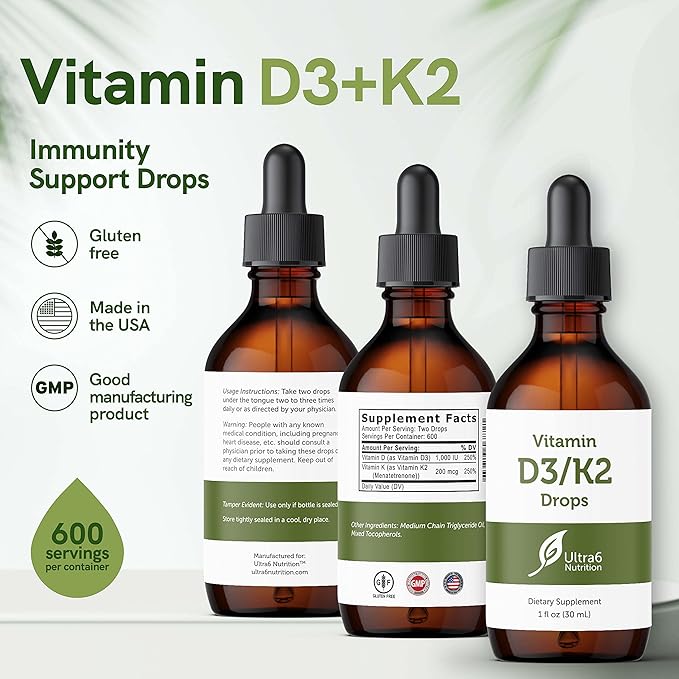 Ultra6 Vitamin D3 and K2 Drops | For Bone & Immune Support |30ml - Image 2