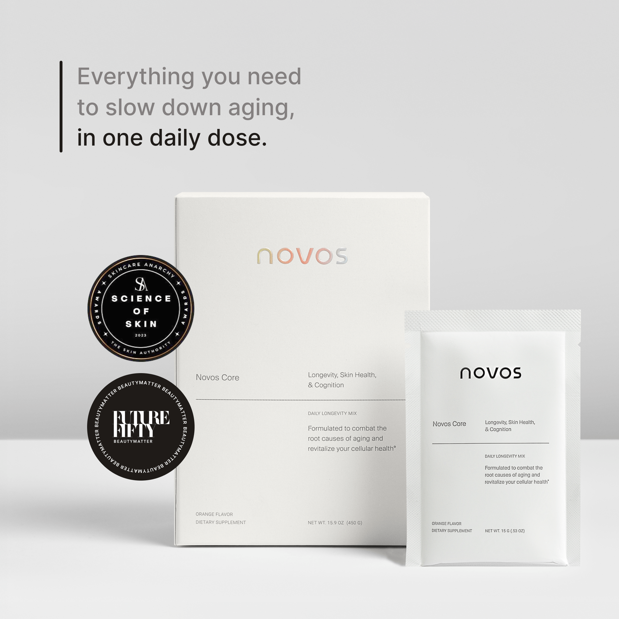NOVOS Core | The Scientist-Formulated Longevity Supplement |12 longevity ingredients|1 powerful mix 6.9 grams.