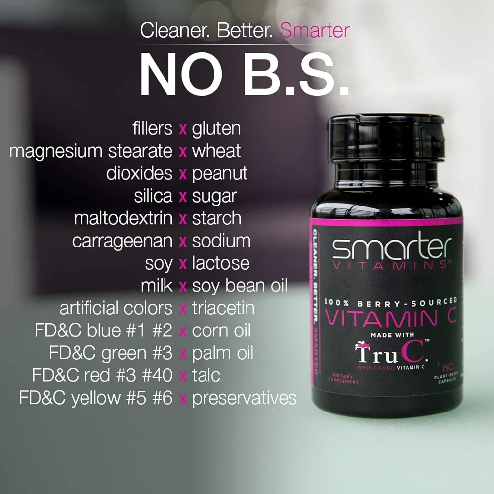 Smarter Raw Whole Food Vitamin C | 11 Berries | 60 Vegan Capsules - Image 3