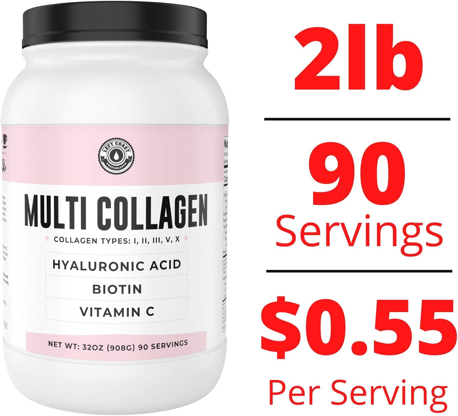Multi Collagen Powder with Biotin, Hyaluronic Acid, Vitamin C | 908 Gm - Image 3