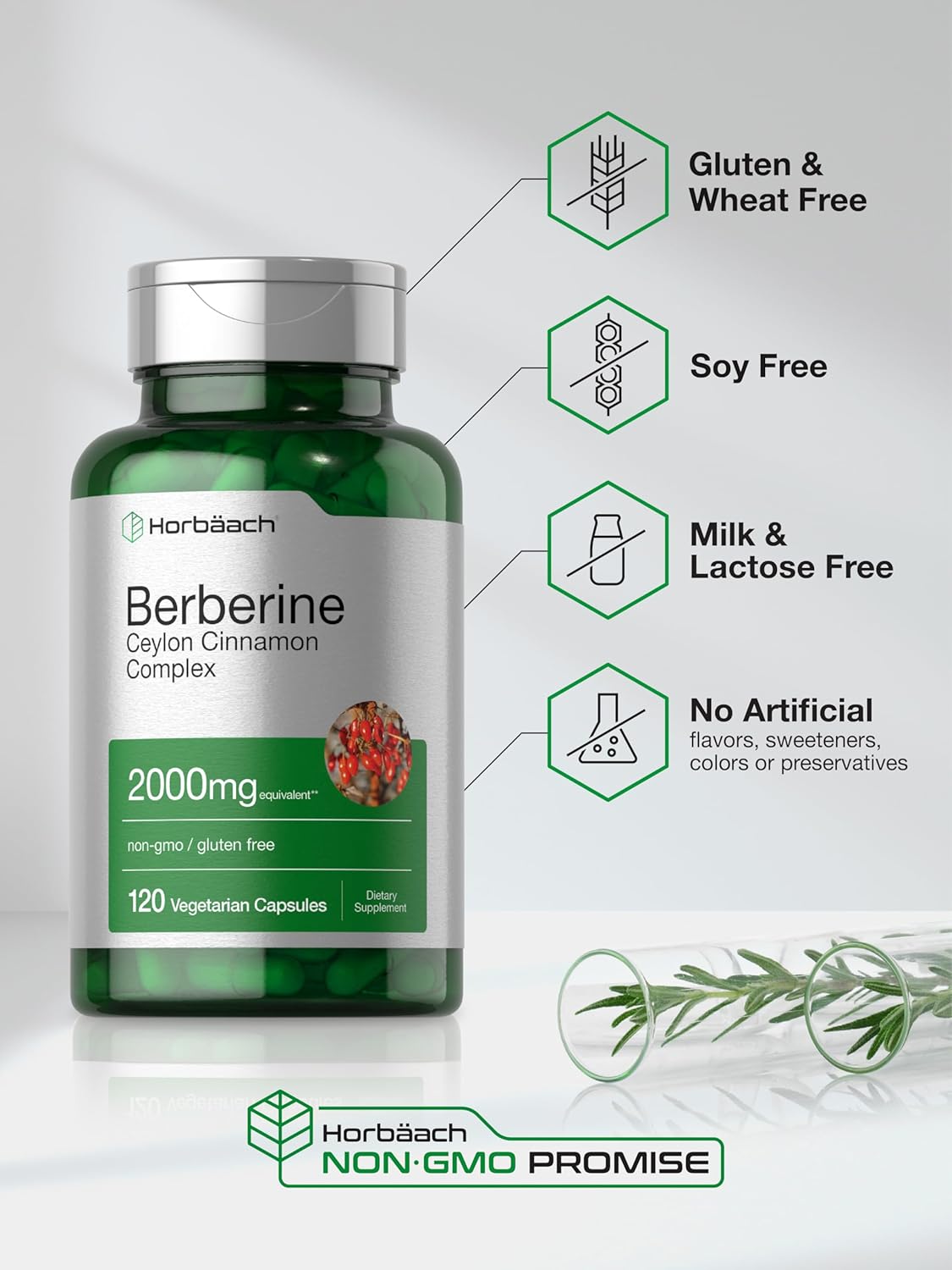 Horbaach Berberine with Ceylon Cinnamon 2000mg | 120 Caps - Image 4