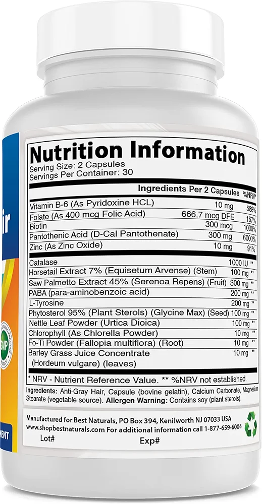 Best Naturals Anti Gray Hair Formula | Catalase | 60 Capsules - Image 5