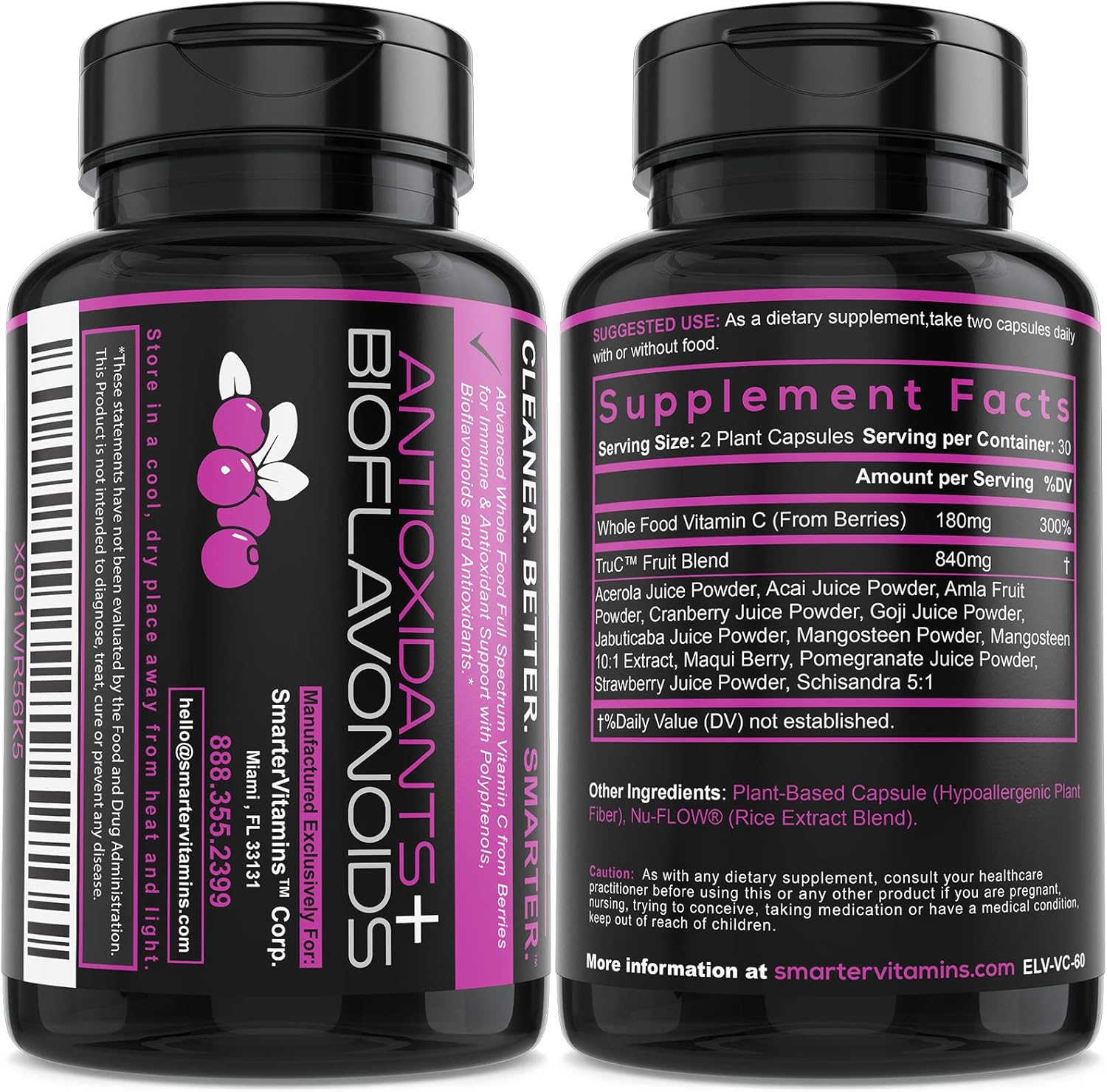 Smarter Raw Whole Food Vitamin C | 11 Berries | 60 Vegan Capsules - Image 5