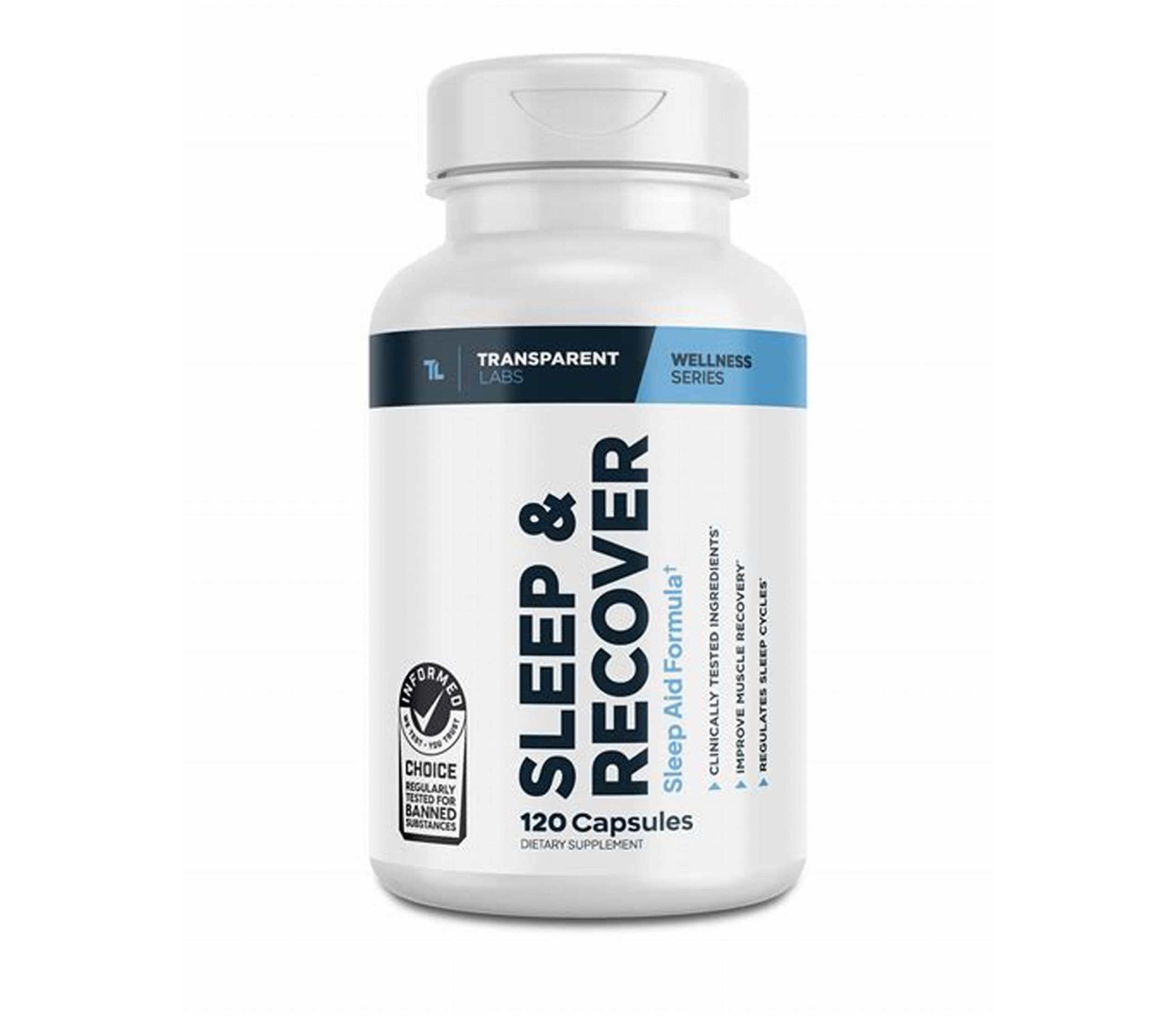 Transparent Labs Sleep & Recovery – Natural Sleep Aid & Muscle Recovery – 120 Capsules