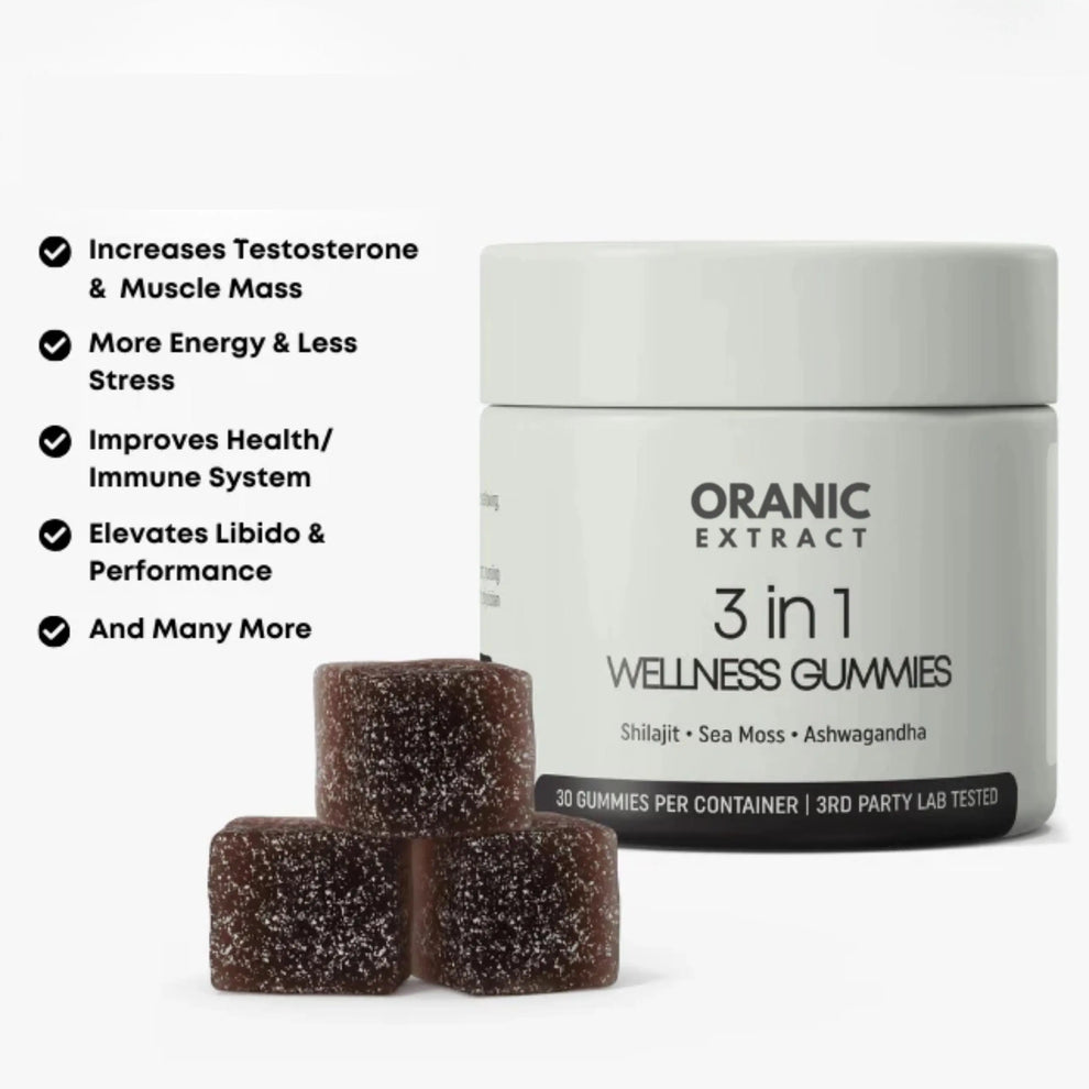Organic Extract 3-in-1 Gummies | Shilajit, Sea Moss, Ashwagandha | 30 Gummies