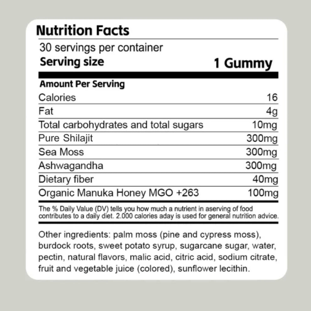 Organic Extract 3-in-1 Gummies | Shilajit, Sea Moss, Ashwagandha | 30 Gummies - Image 5