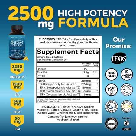 Omega 3 Fish Oil Supplement for Women and Men – 180 Softgels