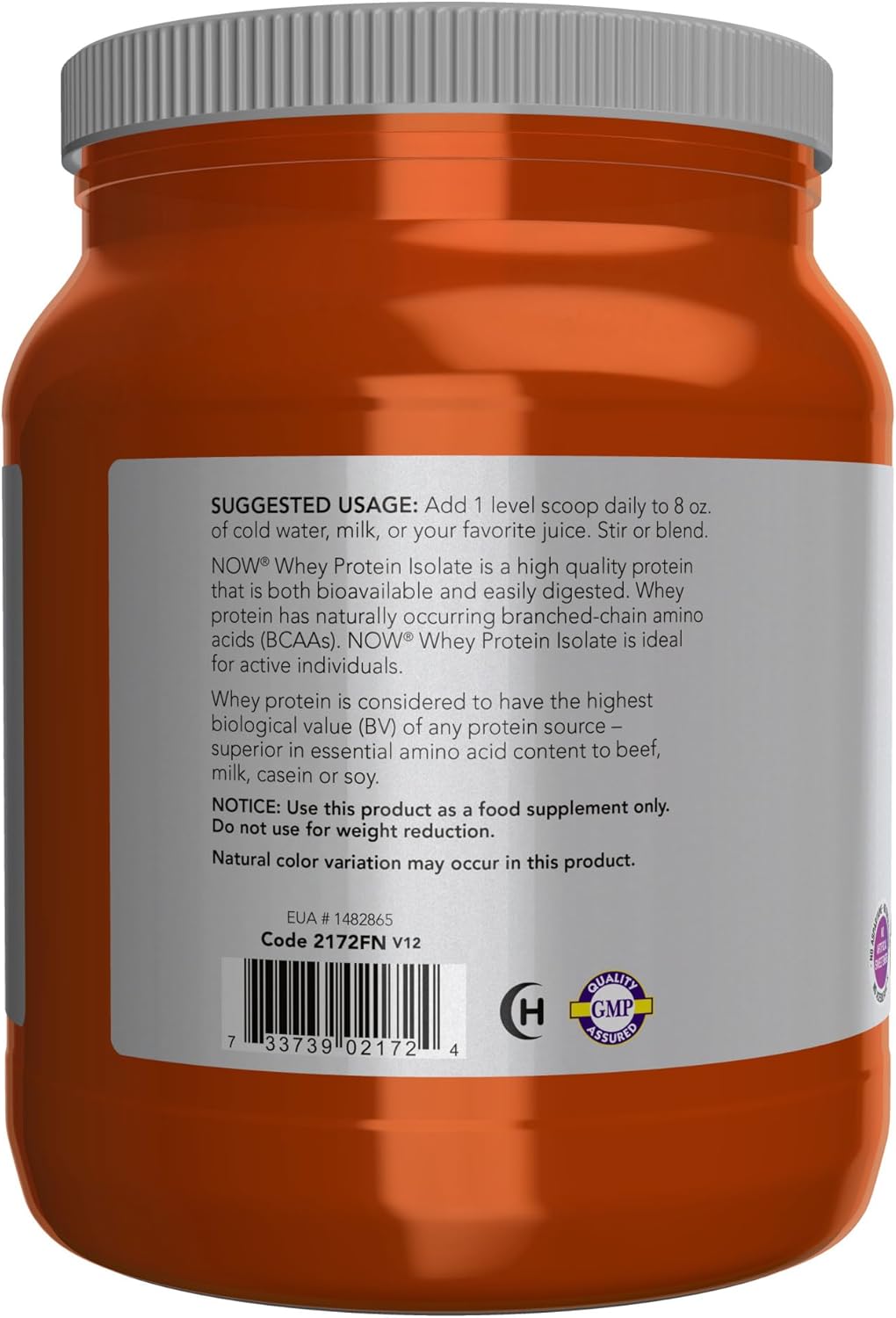 NOW Sports Whey Protein Isolate - 25g Protein with BCAAs | Unflavored Powder |1.2 lb (544g) - Image 3