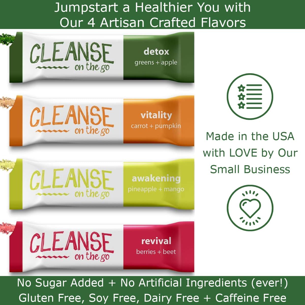 3 Day Juice Cleanse | Natural Detox Powder Packets | 21 Servings - Image 2