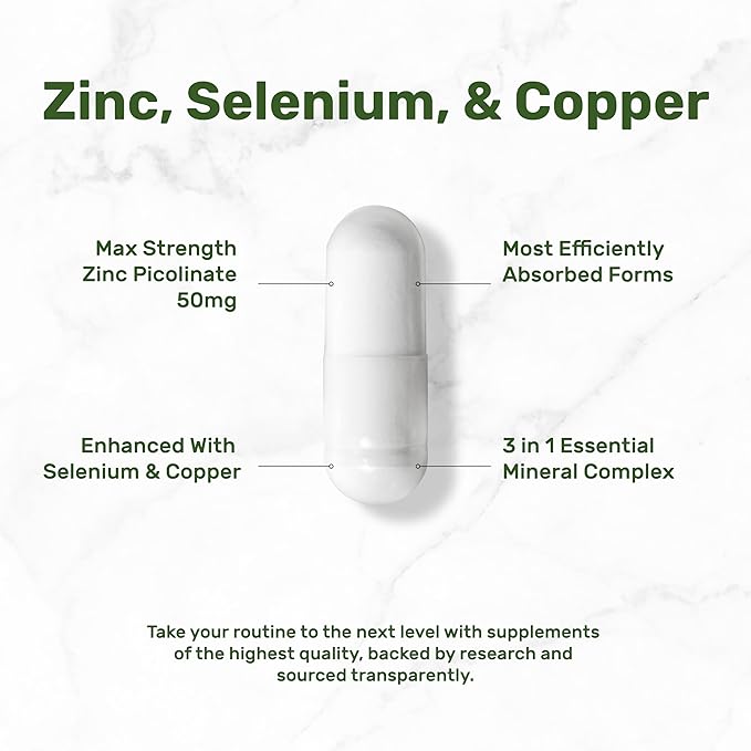 Deal Supplement Zinc 50mg with Selenium + Copper | 3-in-1 Immune Support | 240 Capsules - Image 3