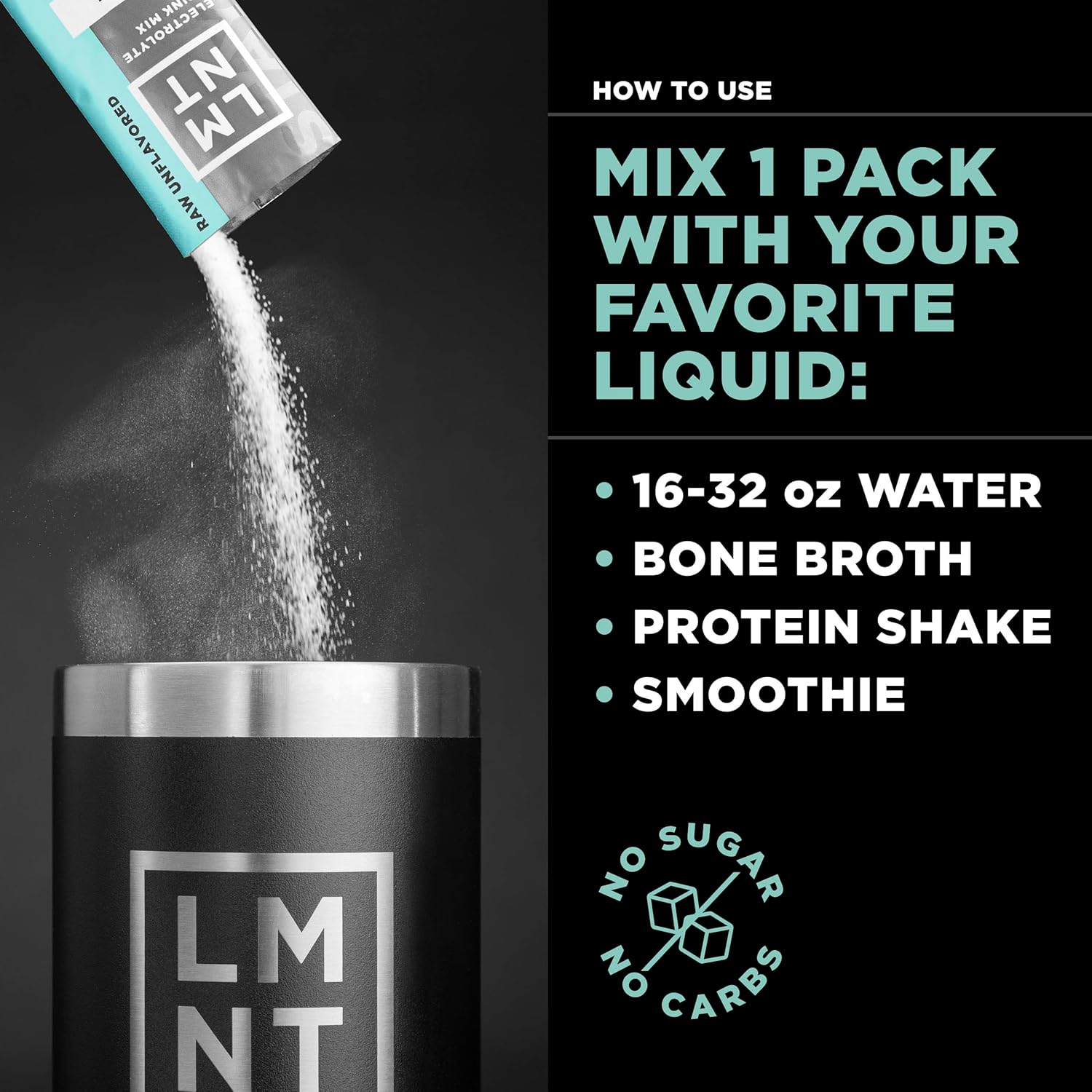LMNT Zero Sugar Electrolytes - Raw Unflavored Salt | Drink Mix | 30-Count - Image 3