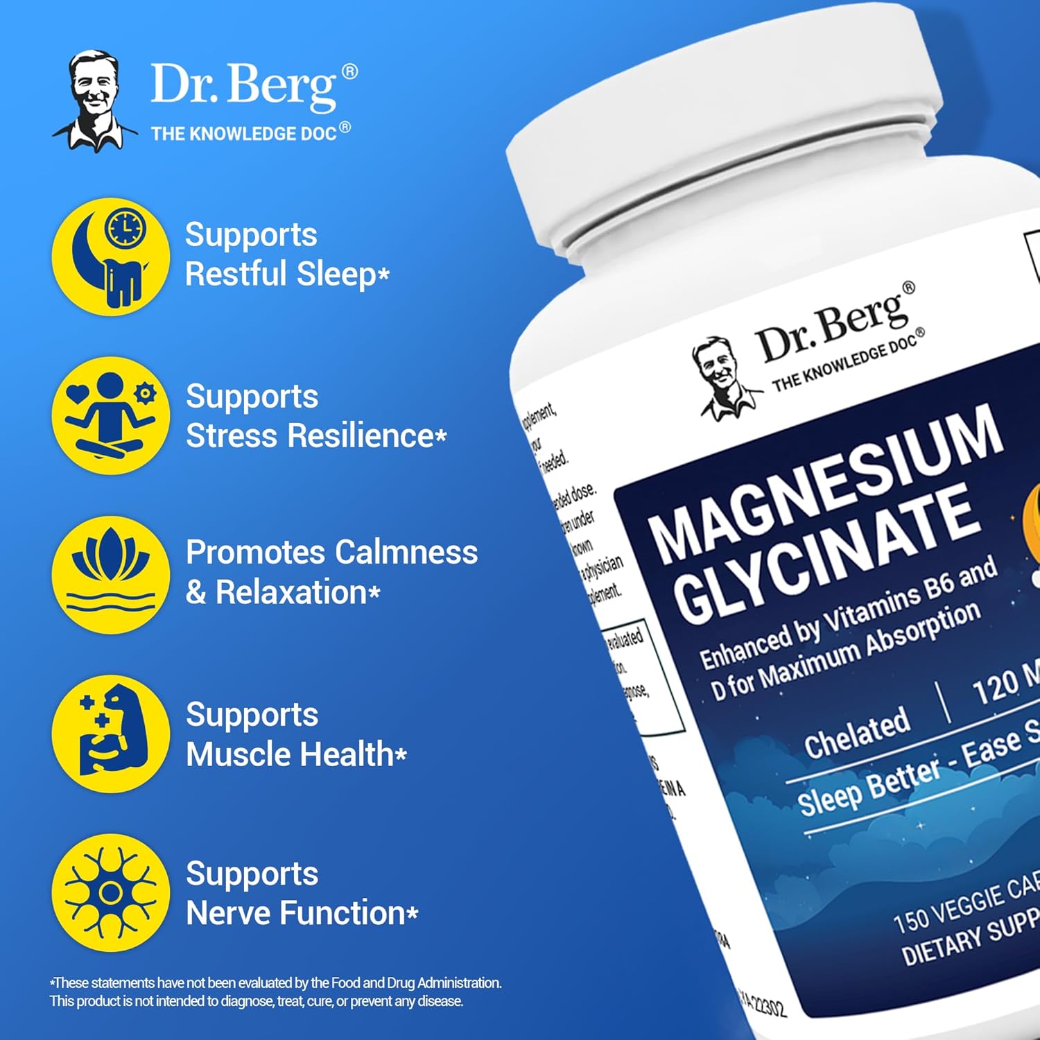 Dr. Berg Magnesium Glycinate for Sleep & Stress Relief | 90 Caps - Image 5