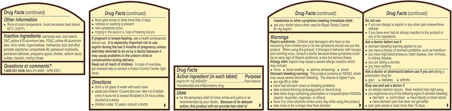 Bayer Aspirin 81mg | 300 Coated Tablets - Image 2
