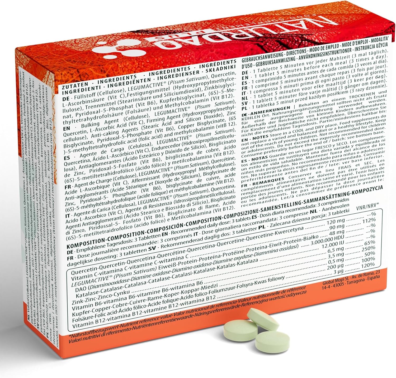 NATURDAO DAO PLUS Enzyme for Histamine Intolerance – 1,000,000 HDU | 60 Tablets