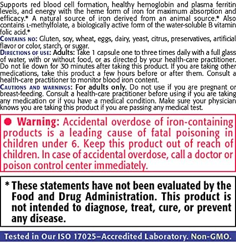 New Roots Heme Iron Supplement | Non-Constipating Formula | 30 Capsules - Image 9