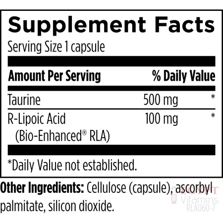 Designs for Health Stabilized R-Lipoic Acid Supreme - 100mg RLA Supplement with Taurine (60 Capsules)