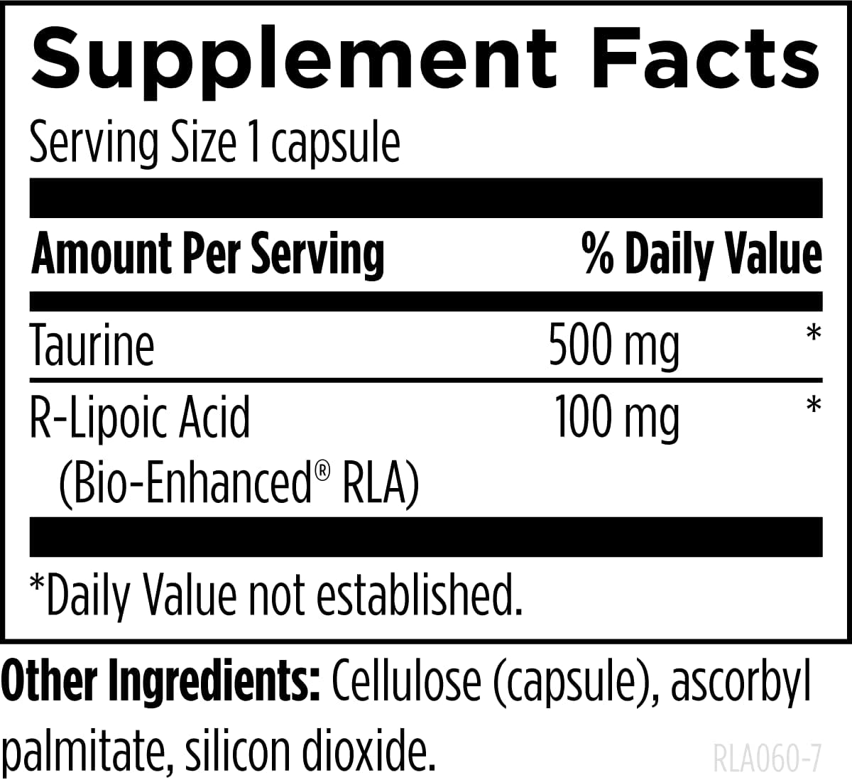 Designs for Health Stabilized R-Lipoic Acid Supreme - 100mg RLA Supplement with Taurine (60 Capsules)