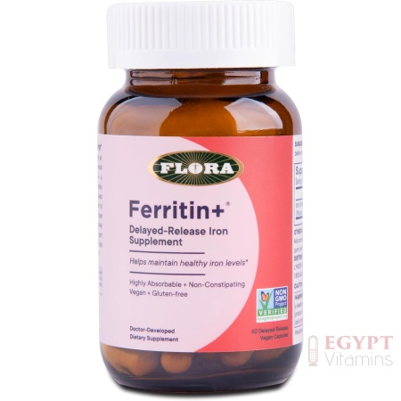 Flora Ferritin+ Delayed-Release Iron Supplement - Blood Cell & Energy Support - 60 Capsules