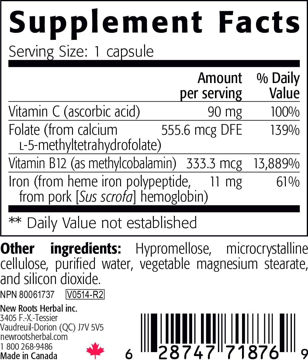 New Roots Heme Iron Supplement | Non-Constipating Formula | 30 Capsules - Image 2