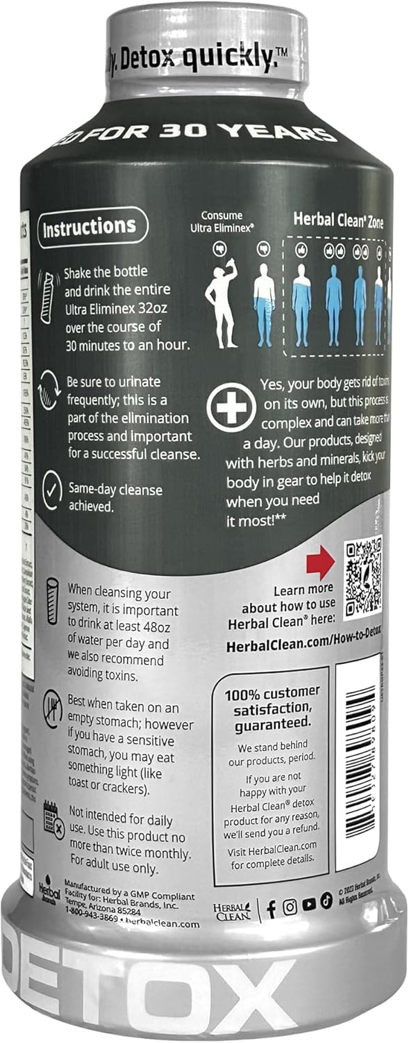 Herbal Clean - Ultra Eliminex, Premium 1 Step Ultimate Cleanse, Same-Day Detox, (Tropical Fruit, 948 ML) - Image 3